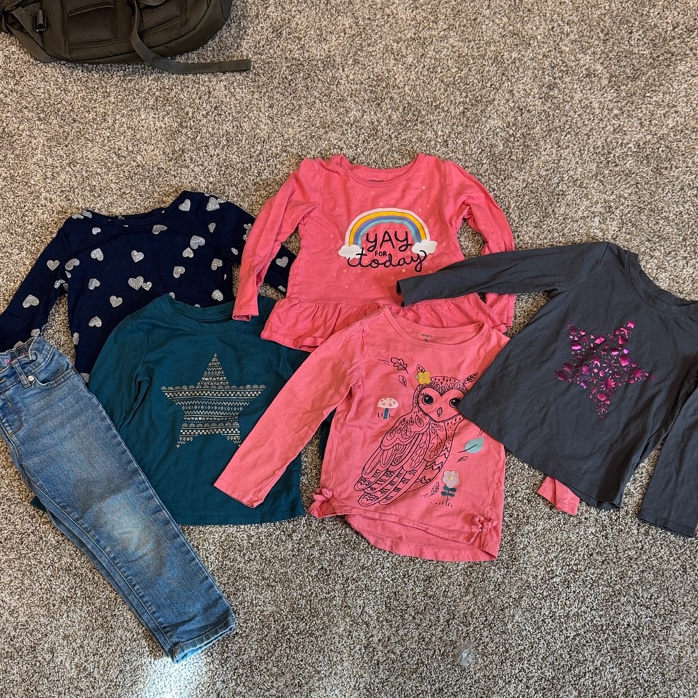 Colorful Girls Long Sleeve Tops Set